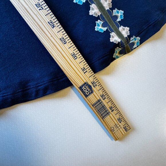 JM Collections Oaklyn Ornate Print Top Womens 3X Navy Turquoise Floral Silky - Picture 6 of 9